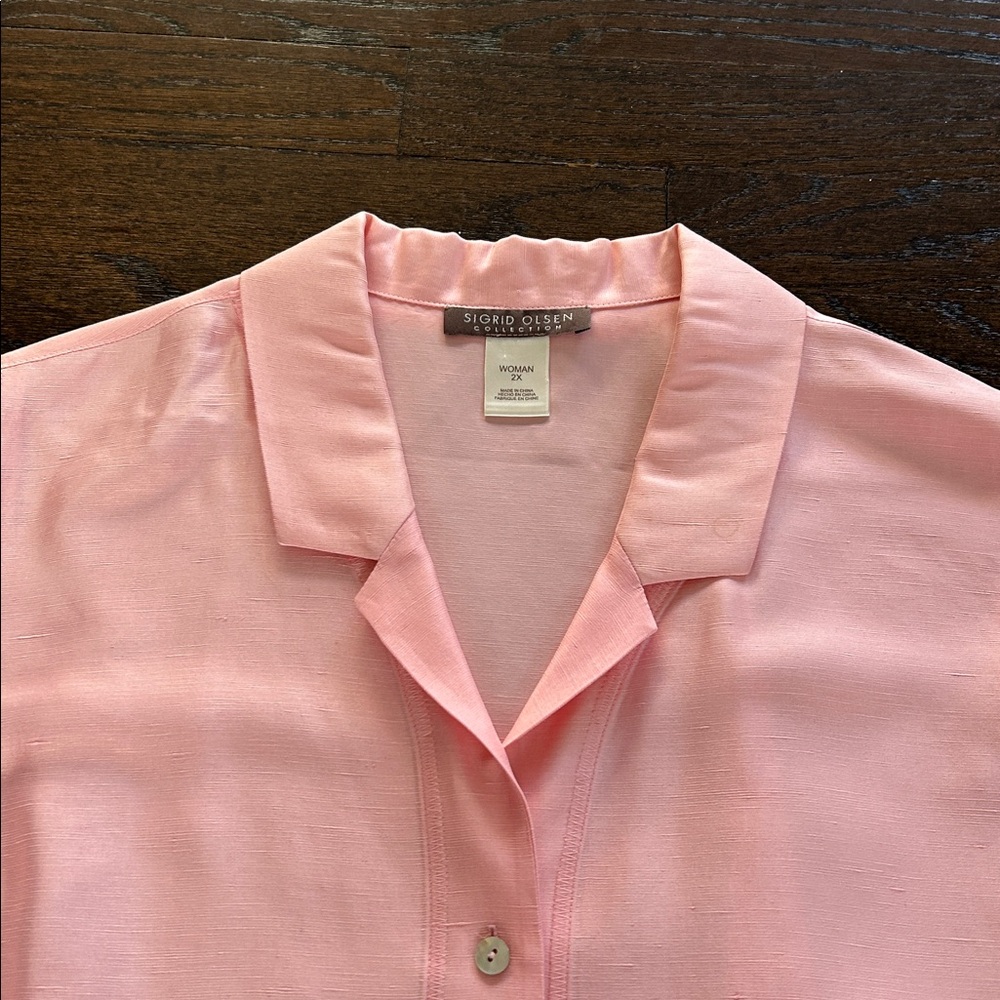 Sigrid Olsen Women’s Soft Pink Button-Up Blouse Size 2X - Picture 3 of 8